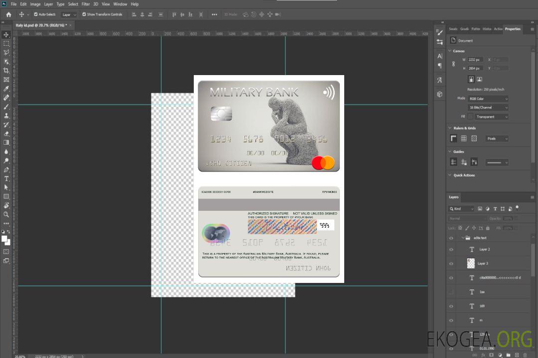 Australie Mastercard de la Banque militaire australienne template